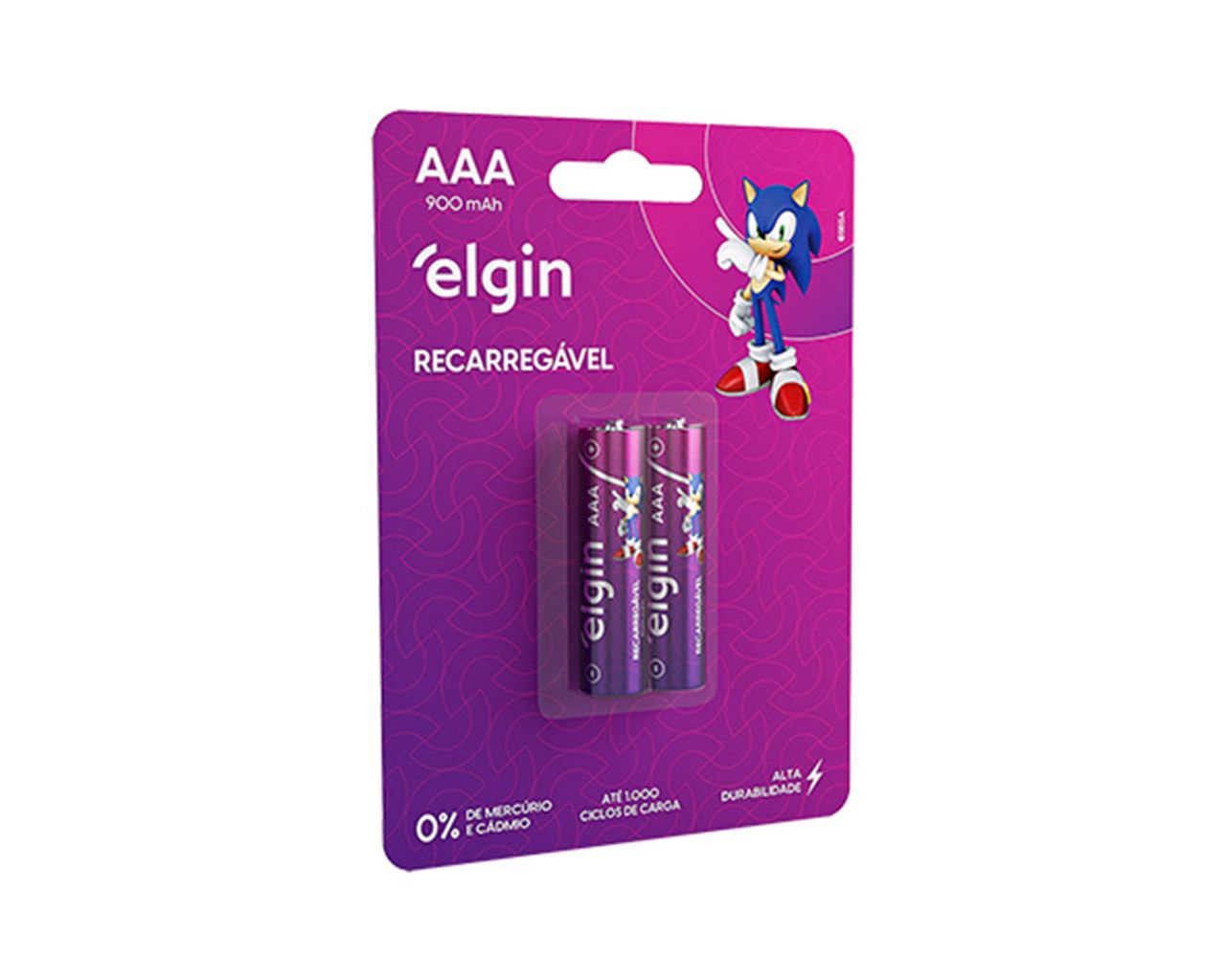 PILHA RECARREGÁVEL ELGIN SONIC AAA-900 2PCS BLISTER