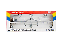 KIT ACESSORIOS WC RIMINI CROMADO CRISTAL 5 PEÇAS