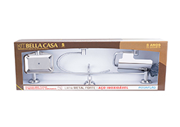 KIT ACESSORIO WC BELLA CASA CROMADO DUPLA FACE 5PEÇAS BLISTER