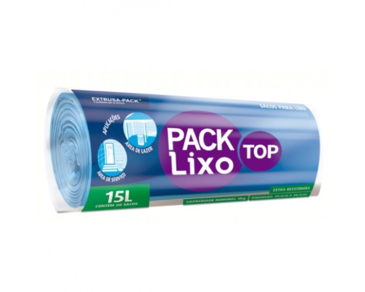 SACO LIXO AZUL TOP 15L 60 UND 39X58