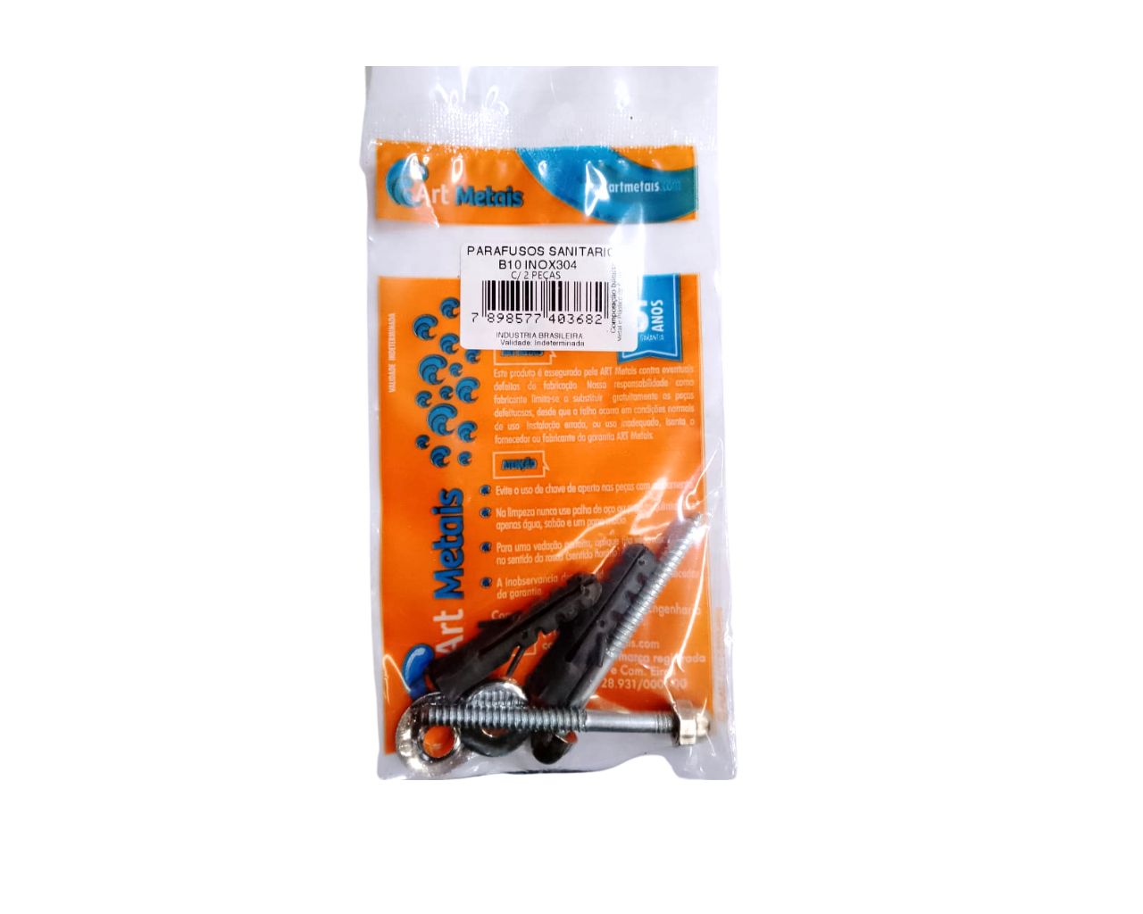 PARAFUSO SANITÁRIO INOX 304 BUCHA 10X75MM 02PCS BLISTER