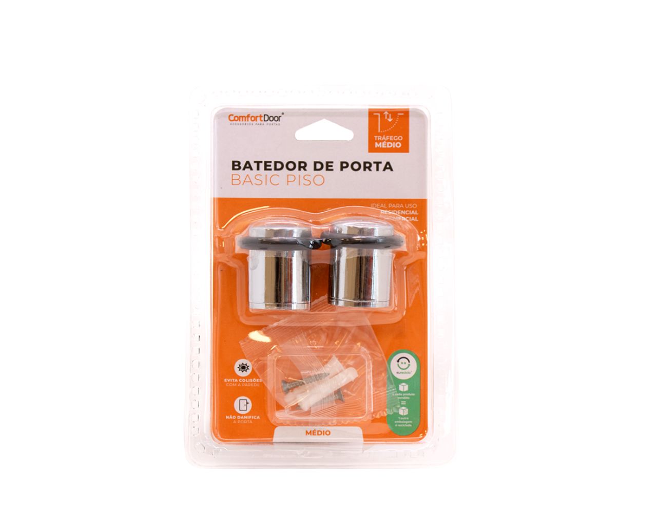 BATEDOR PORTA METAL BASIC PISO MÉDIO CROMADO
