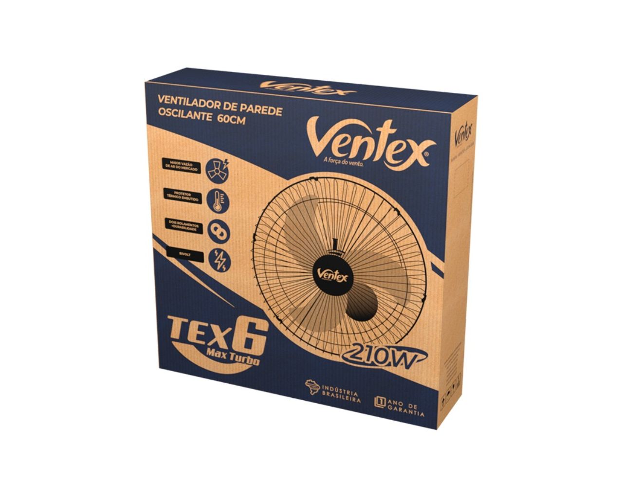 VENTILADOR OSCILANTE PAREDE 60CM 210W BIVOLT