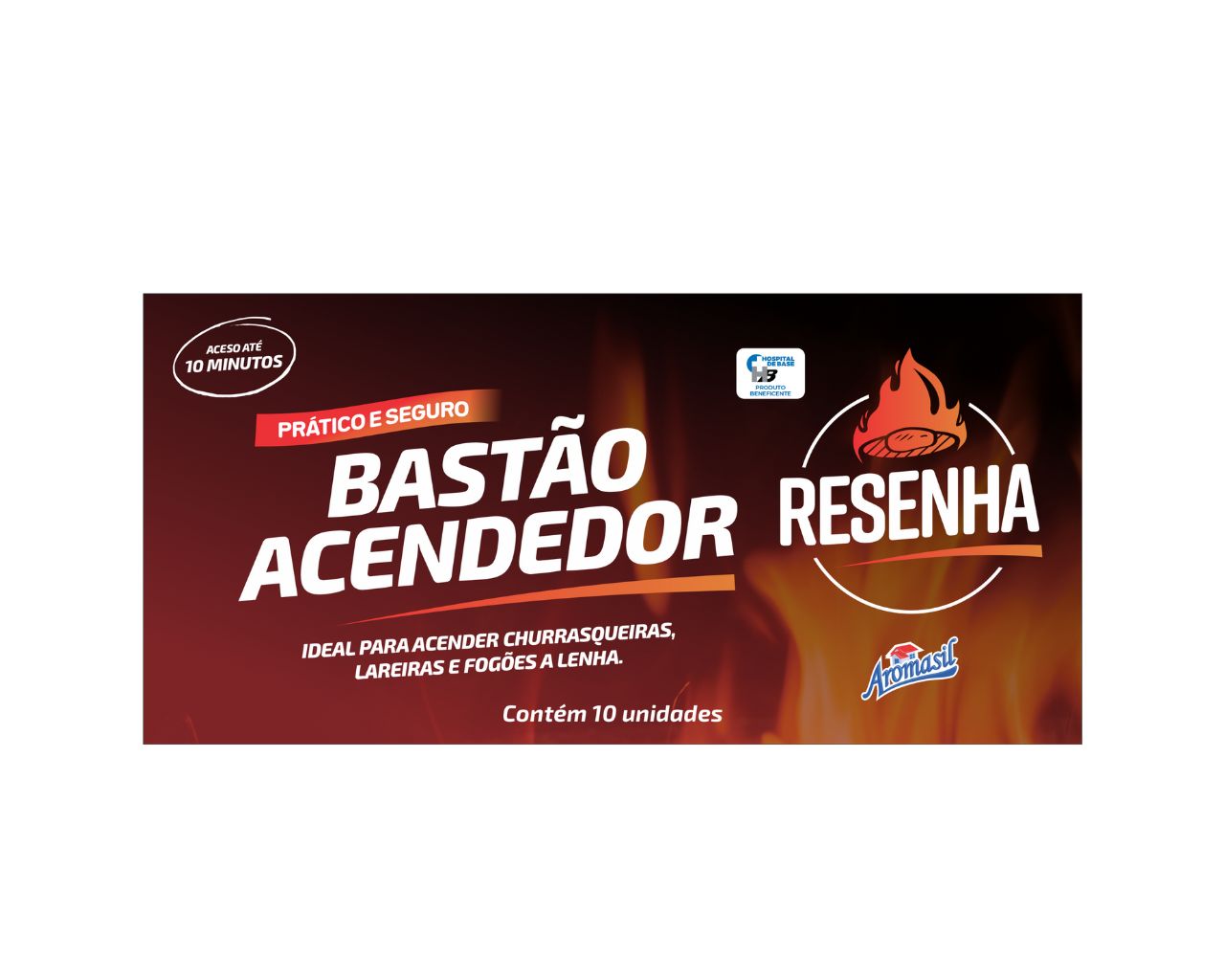 ACENDEDOR DE CHURRASQUEIRA BASTÃO C/10 UNIDADES