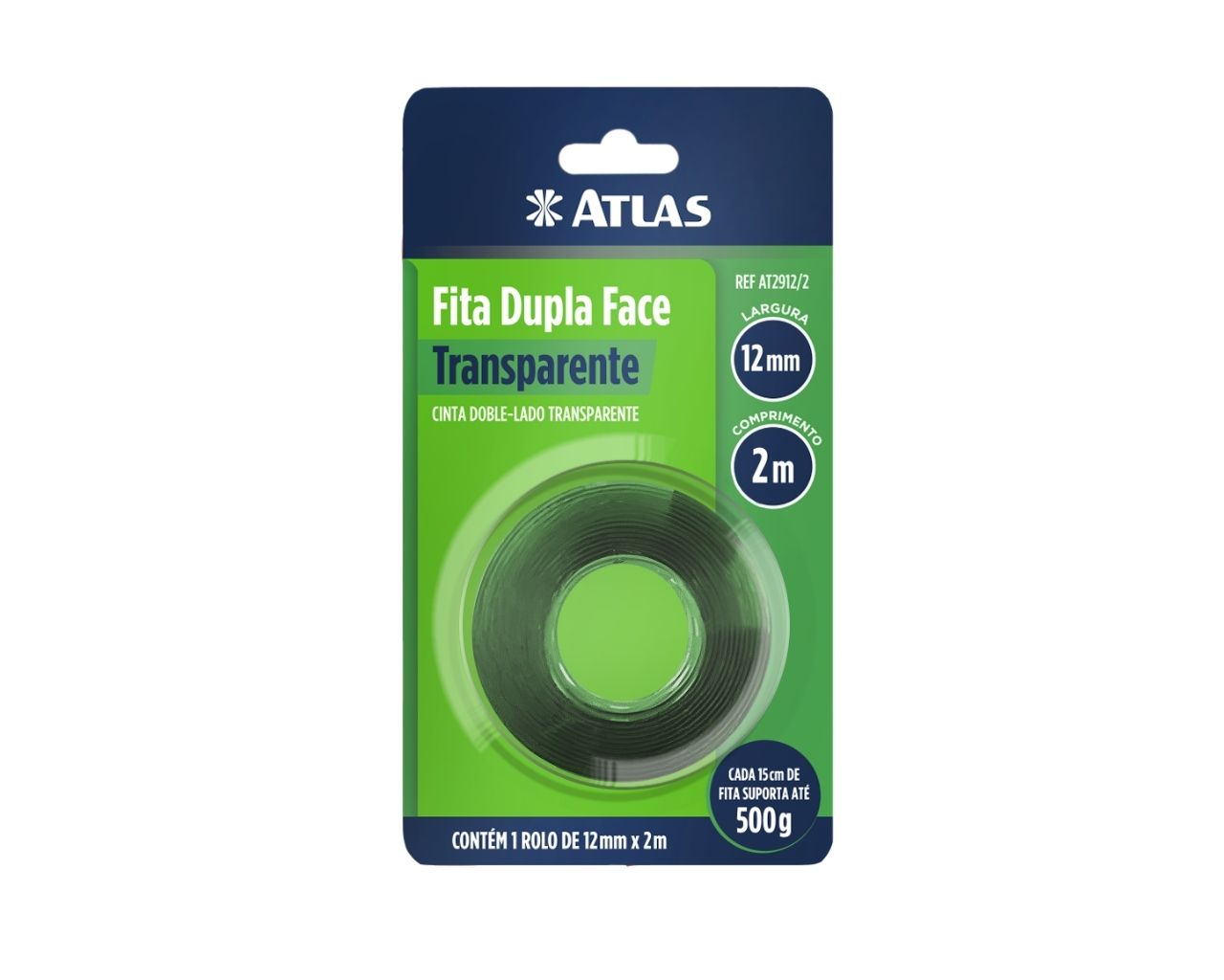 FITA DUPLA FACE TRANSPARENTE 12MM x 2M AT2912/2