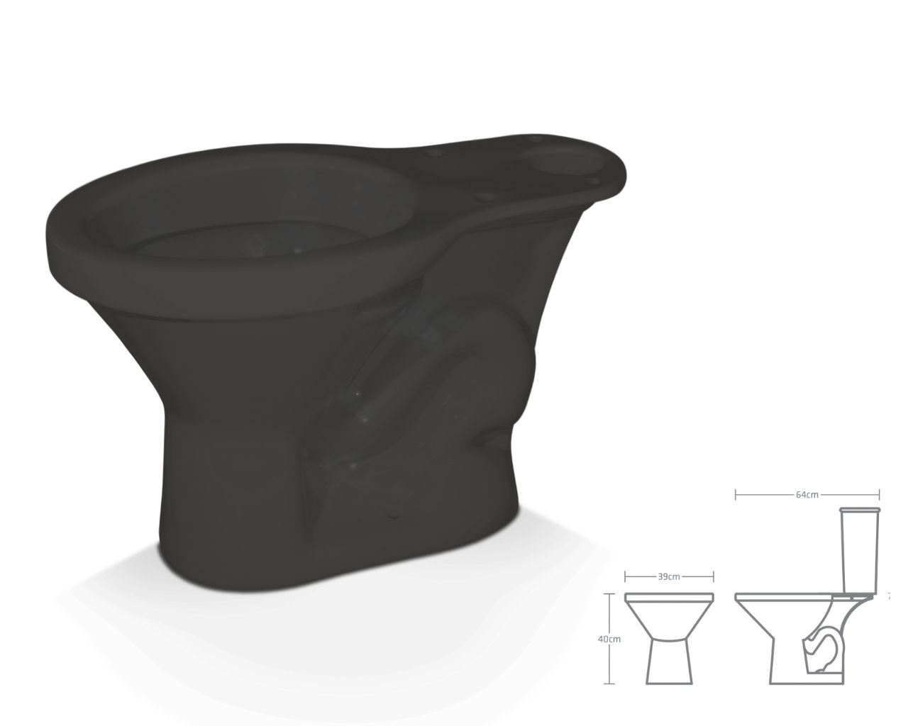 BACIA P/CAIXA ACOPLADA PRETA