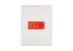 CONJUNTO 4X2 COM 1 TOMADA 2P+T 20A TRAMONTINA LIZ BR/VERM 