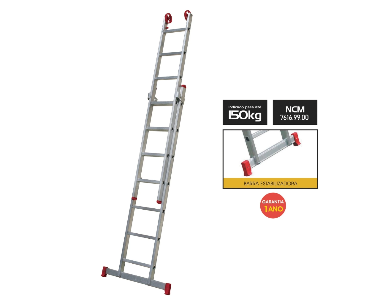 ESCADA ALUMÍNIO EXTENSIVA DUPLA 07X2 DEGRAUS